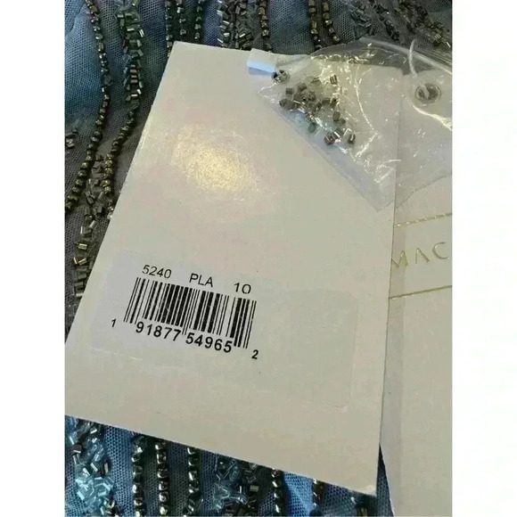 New Mac Duggal 5240 Beaded Illusion Neck Long Sleeve Maxi Gown - Size 10- Platin - Picture 10 of 12